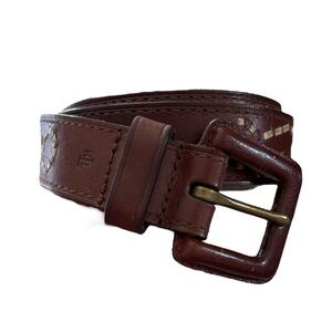 Vintage Lauren Ralph Brown genuine Leather Belt with stitch detailing Sz M